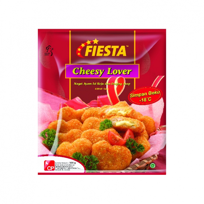 FIESTA CHEESY LOVER 500GR HALAL NAGET AYAM ISI KEJU DAGING ASAP