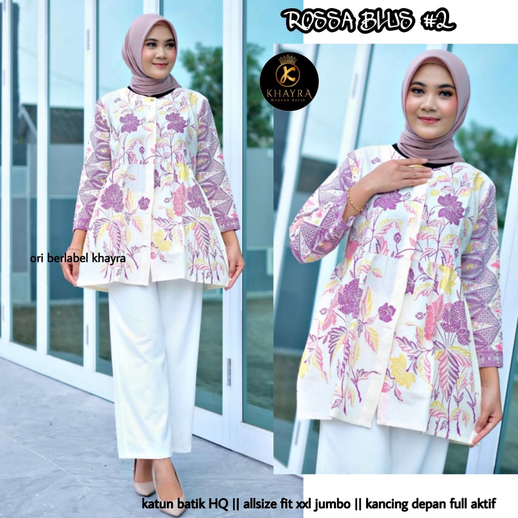 Blus amanda Rossa batik solo atasan kerja  cocok buat ke kantor