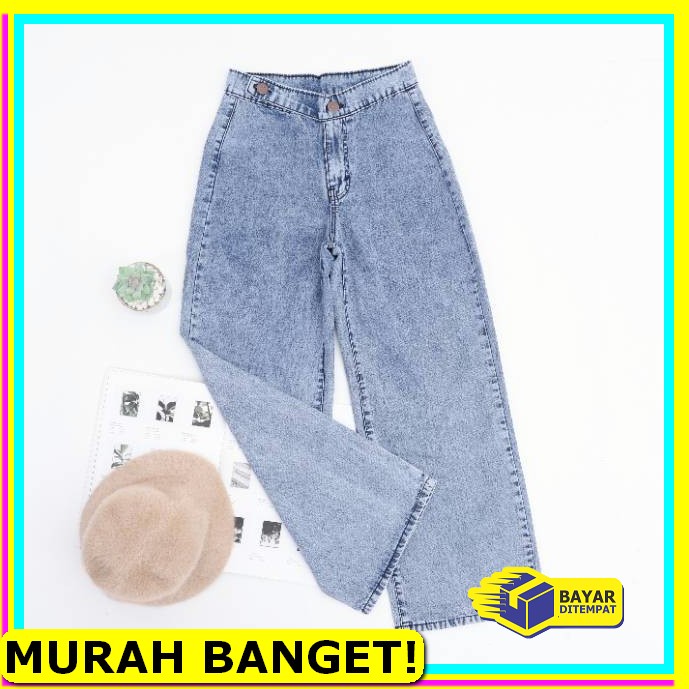 Celana Jeans Panjang Wanita Terbaru Original Jeans Kulot Full Pin TB533 Fwr - Celana Boyfriend Jean