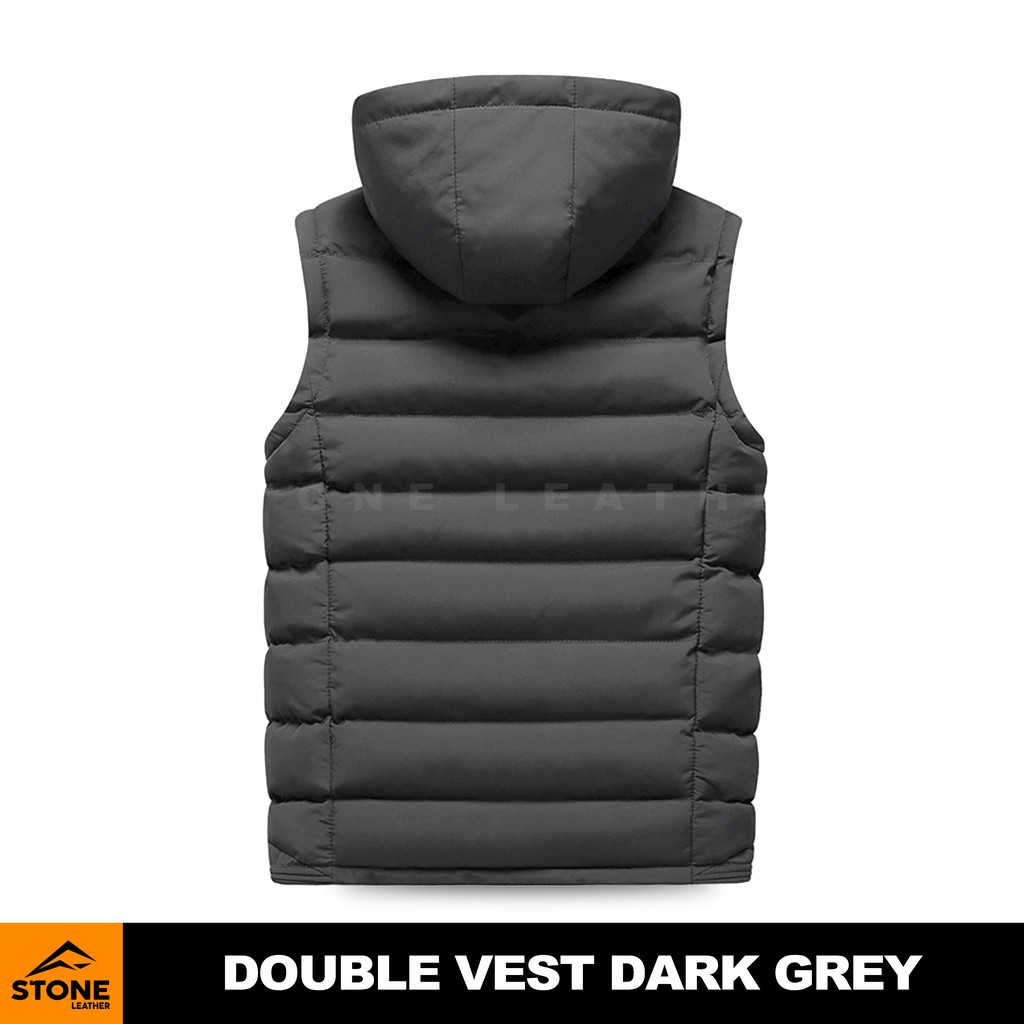 Rompi Pria Motor Double Vest Stone Leather