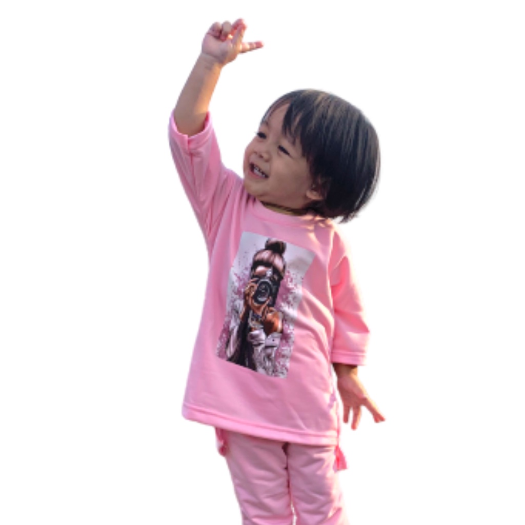 Setelan Tunik Anak Baby Terry Lengan 3/4 Anak Perempuan / Baju Setelan Anak - AMR190