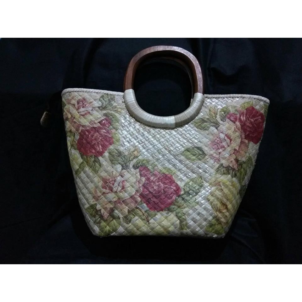 Tas Pandan Jinjing Decoupage