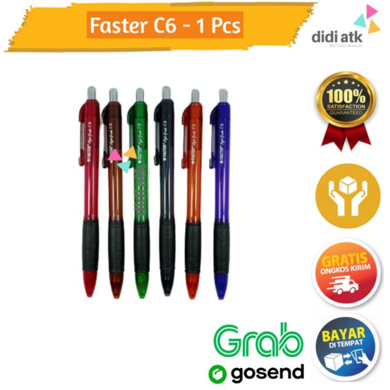 

Ecer Pulpen Pena Faster C6 Biru / Ball Pen Cetrek Hitam
