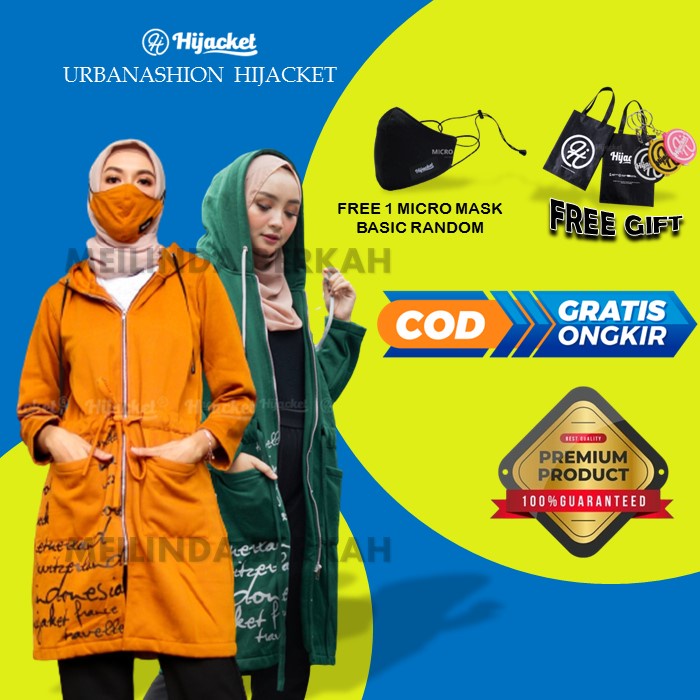 HIJACKET URBANASHION ORIGINAL - JAKET HIJABERS HOODIE WANITA / JAKET WANITA MUSLIMAH / JAKET PANJANG
