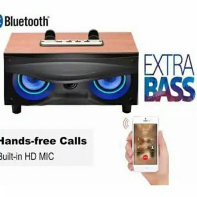 SPEAKER WIRELESS BLUETOOTH FLECO F5 F6 BT RADIO FM/SALON AKTIF PORTABLE SUPER BASS MP3 MOTIF KAYU