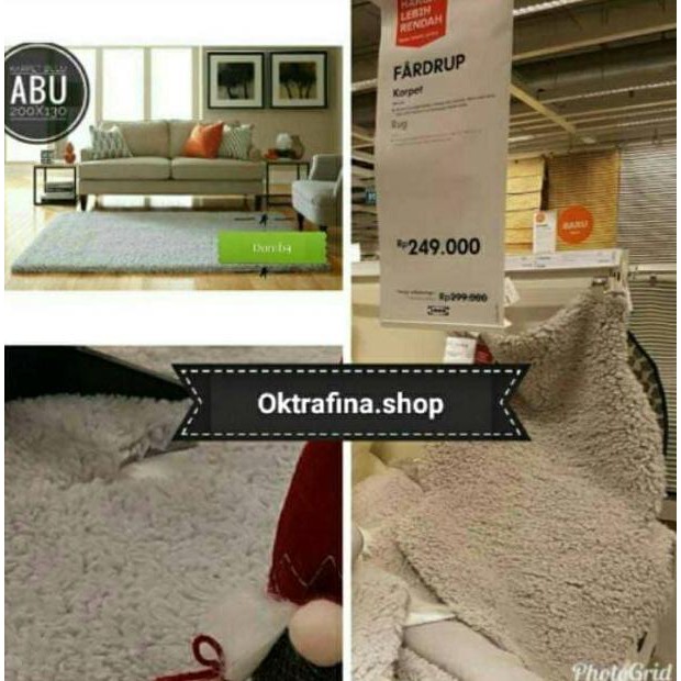 Salestok14- Karpet Bulu Domba Abu Kualitas Premium(Ikea) Uk 200*130
