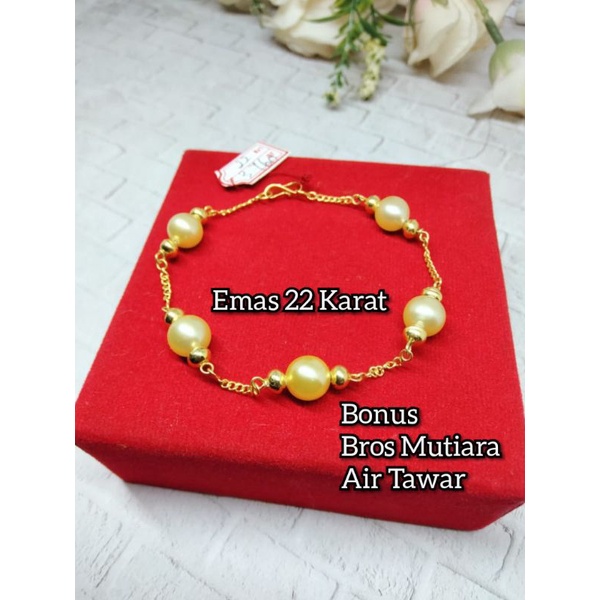 BERSERTIFIKAT GELANG MUTIARA LOMBOK RANGKA EMAS 22 KARAT