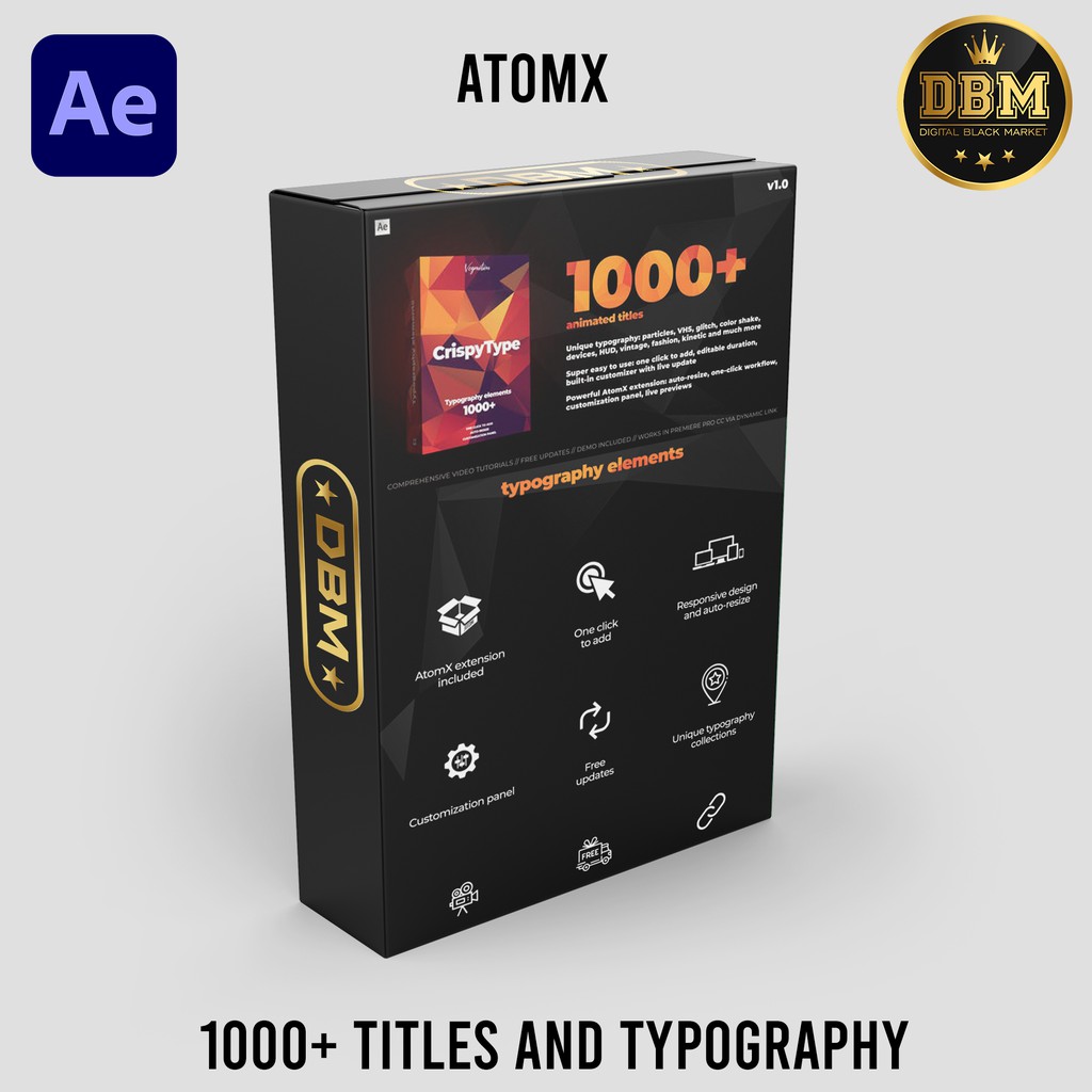 AtomX - 1000+ Titles And Typography - After Effect (Extension)