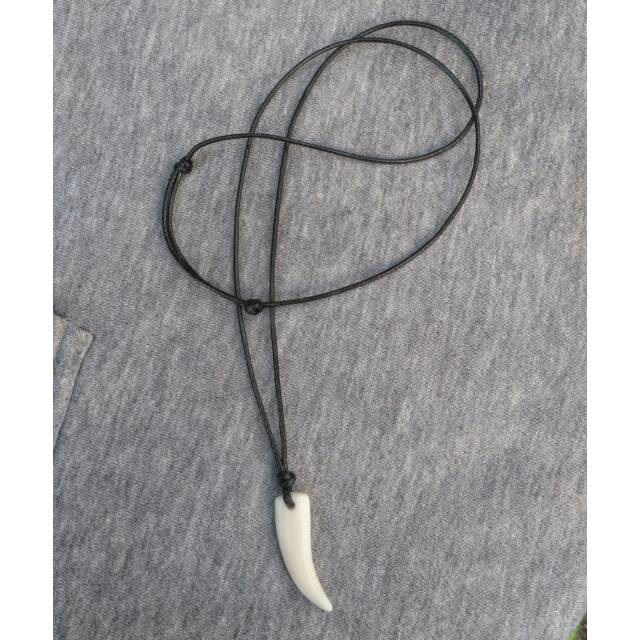 Kalung tali pria bandul taring | kalung taring