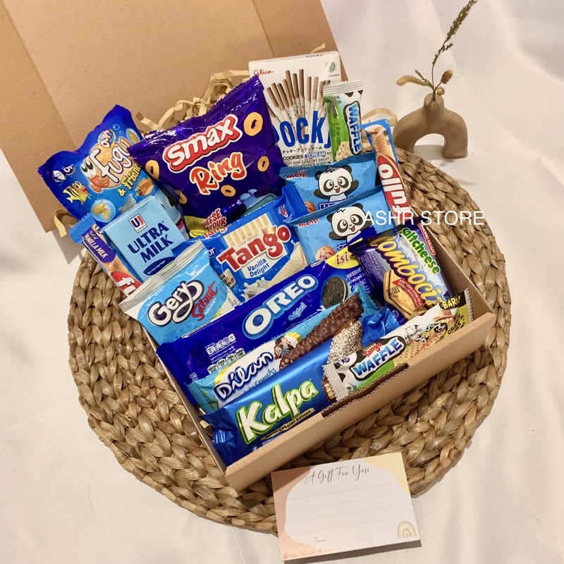 HAMPERS / GIFT BOX / SNACK BOX / KADO ULANG TAHUN / VALENTINE / ANNIVERSARY - parcel lebaran parcel idul fitri parcel idulfitri biru