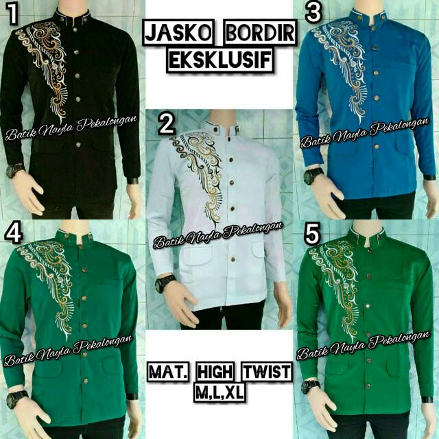 NAYLA Batik HRB026 Jasko Bordir Jas Koko Putih Hitam Biru Hijau Ijo NU Maroon Coklat Navi Baju Koko