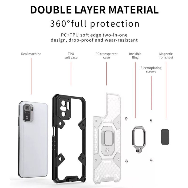 CASE XIAOMI REDMI NOTE 11 4G  / REDMI NOTE 11 PRO 5G 2022 HARDCASE IRON WARRIOR RING SPACE CAPSULE ARMOR CASING