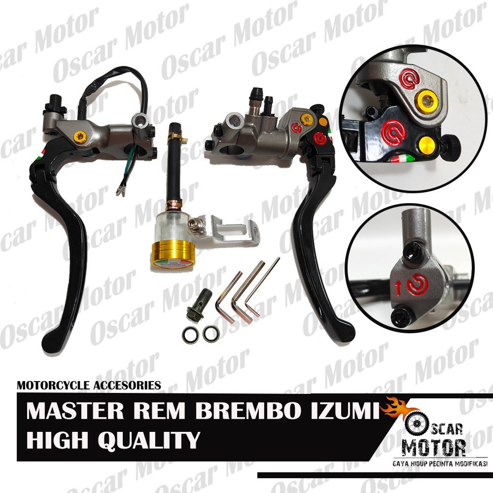 Master Rem Brembo Izumi RCS 19 CNC Handle Kopling Switch Rem Plus Dudukan Spion Universal motor