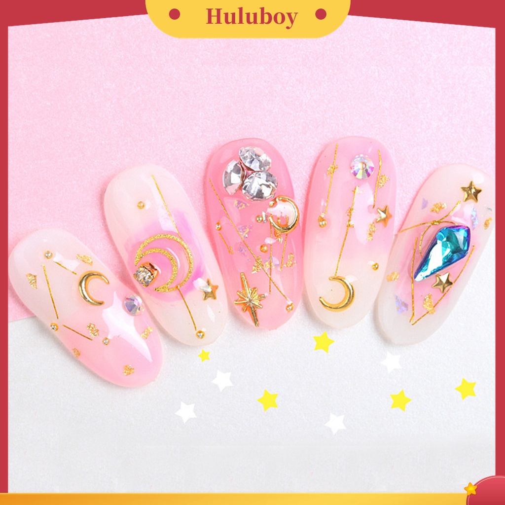 Huluboy Huluboy♡ Stiker Kuku Motif Bintangbulan Bahan Tembaga Untuk Nail Art