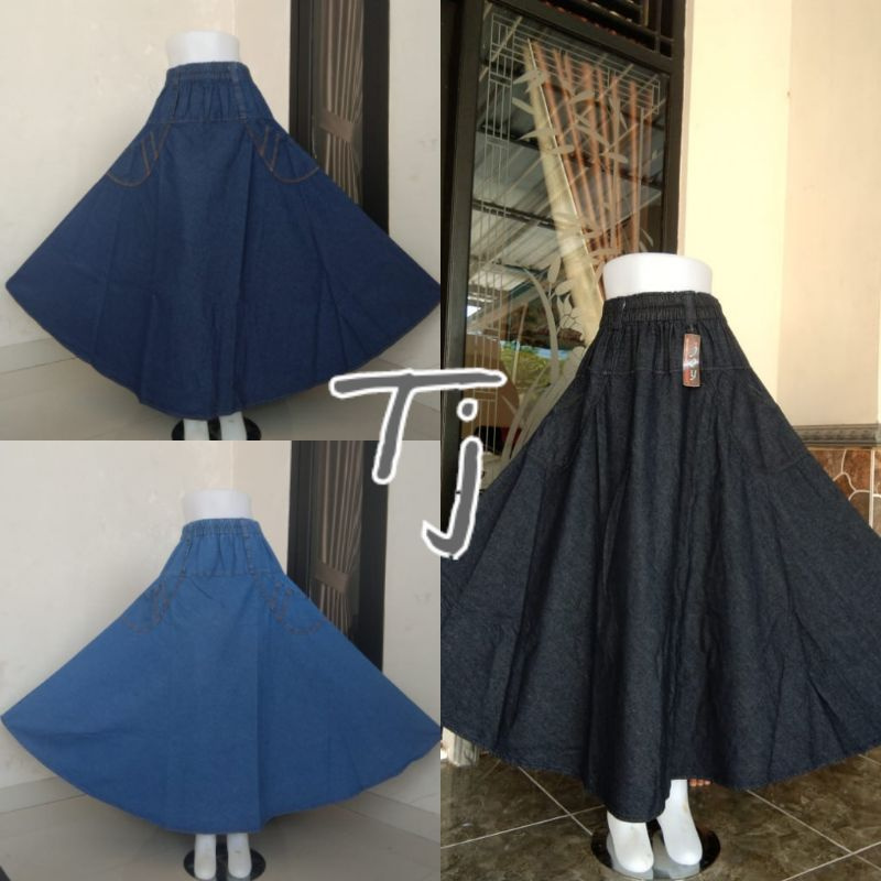 ROK JEANS MAYUNG POLOS JUMBO - ROK JEANS MODEL PAYUNG TERLARIS