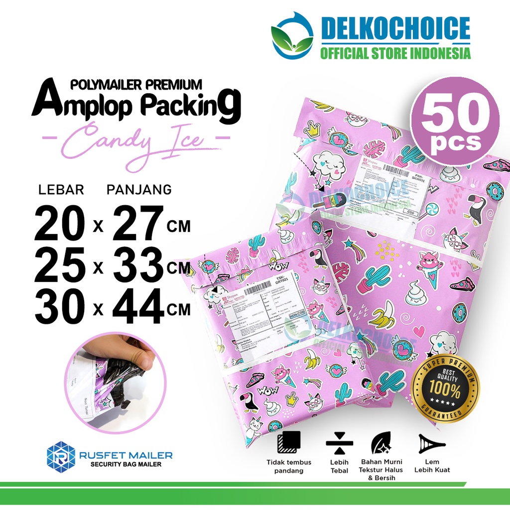 

Polymailer Motif CANDY ICE Amplop Plastik Packing Olshop RUSFET PREMIUM PACK