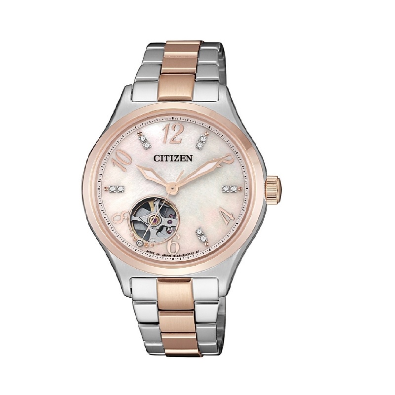 Jam Tangan Wanita Citizen Automatic Watch PC1006-84D White Pearl Dial with Silver