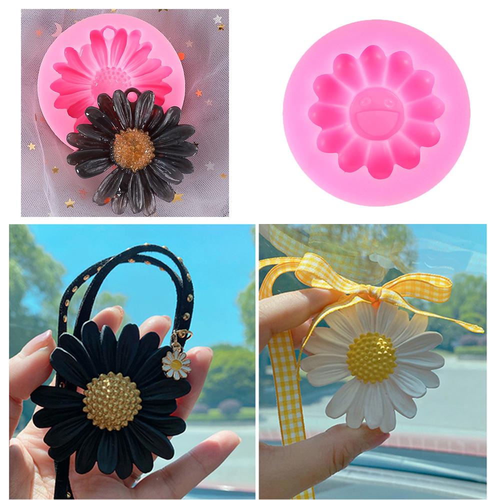 SUYO Cetakan Resin Bunga Matahari Glossy Liontin Membuat Cetakan Casting Dengan Liontin Lubang Sun Flower Silicone Mold