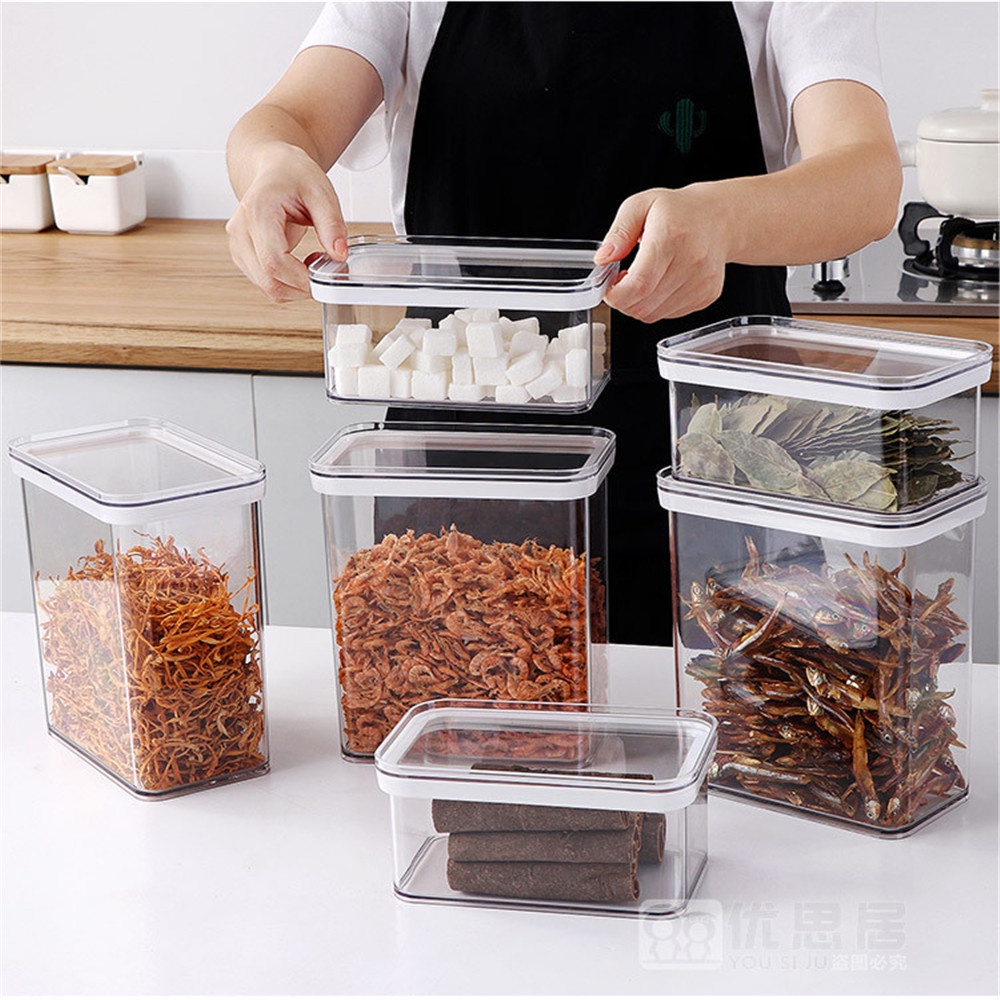 【COD Tangding】0.9/2.4/3.4L Fridge Organizer Clear Airtight Cereal Food Fresh Box Sealed Jar Storage Container