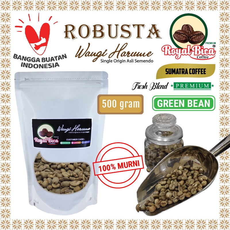 Green Bean Robusta Semendo 500 Gram ( Biji Kopi Premium )