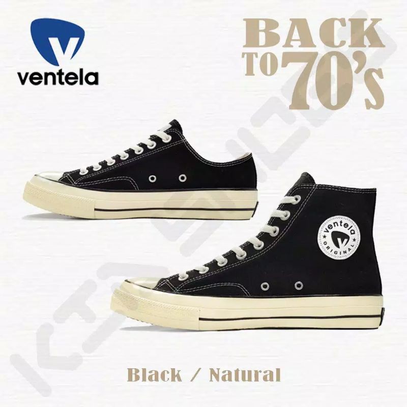 Sepatu Ventela 70s Black Natural Original