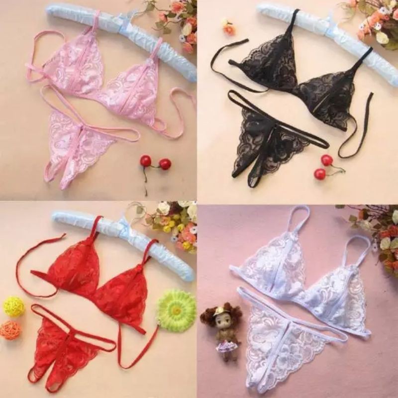 Lingerie Seksi 2 pcs / Sexy Lingerie lace with g-string