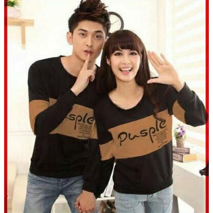 Lucky-Baju Couple Lengan Panjang Pusple-Sweater Couple-Sweater Pasangan Cowok Dan Cewek - Baju Kapel