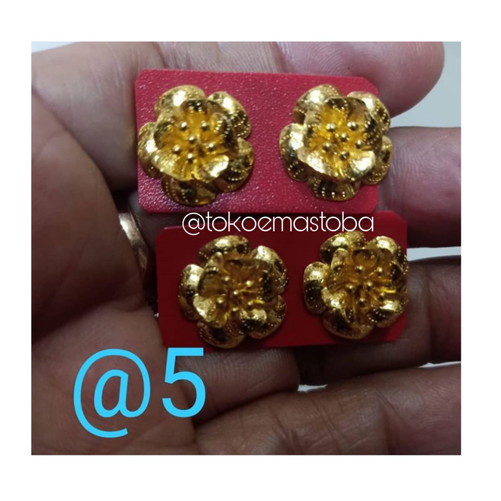 Anting mawar emas 24karat kadar 99.9 berat 5 gram