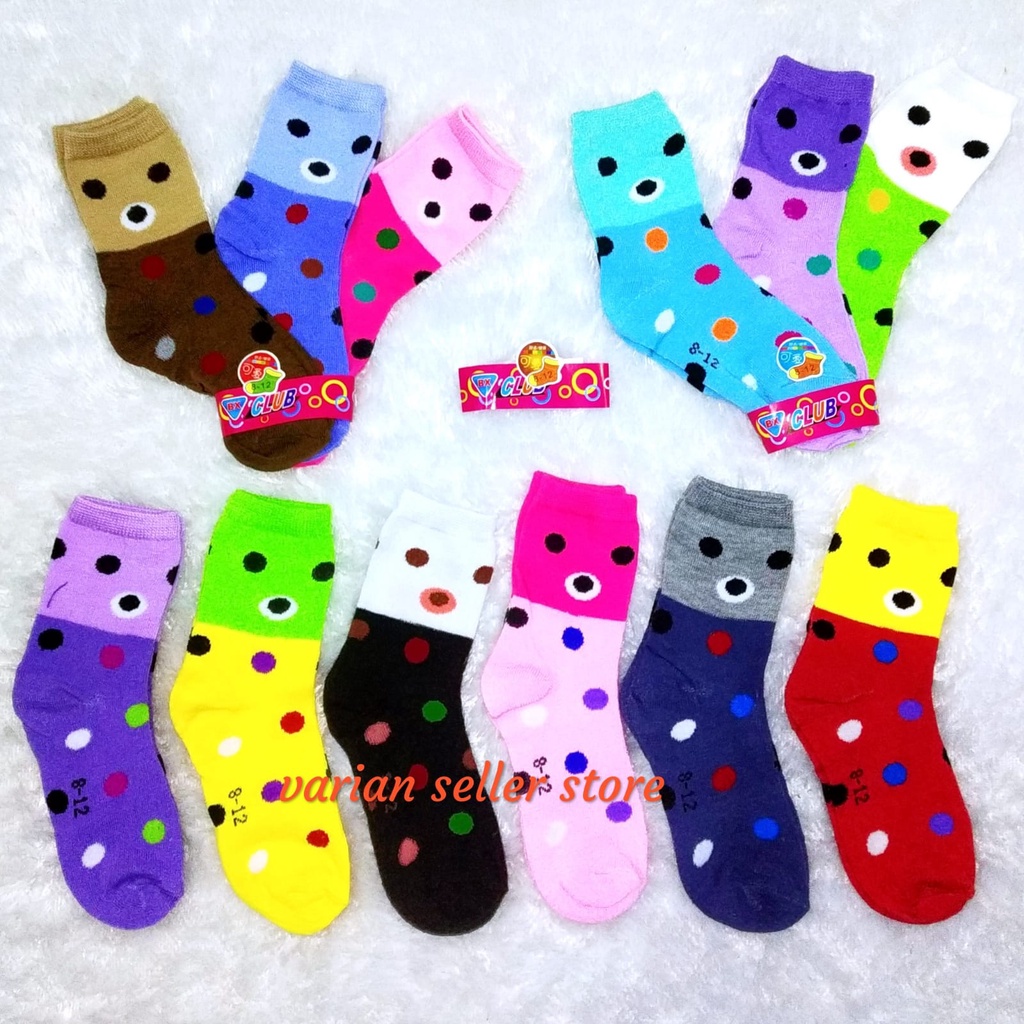 6 Pasang kaus kaki anak tk perempuan panjang motif karakter lucu bahan katun impor murah