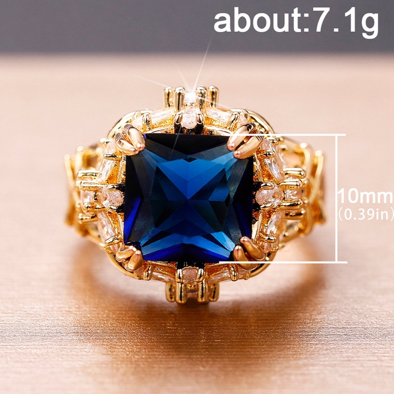 Cincin Desain Bunga Warna Biru Tua Untuk Wanita