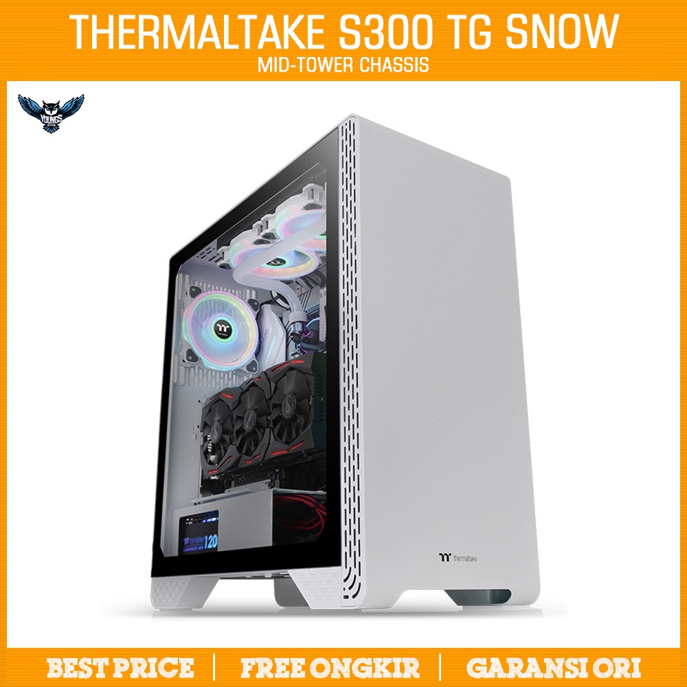 Thermaltake Case S300 TG Snow White - Casing Tempered Glass Mid Tower