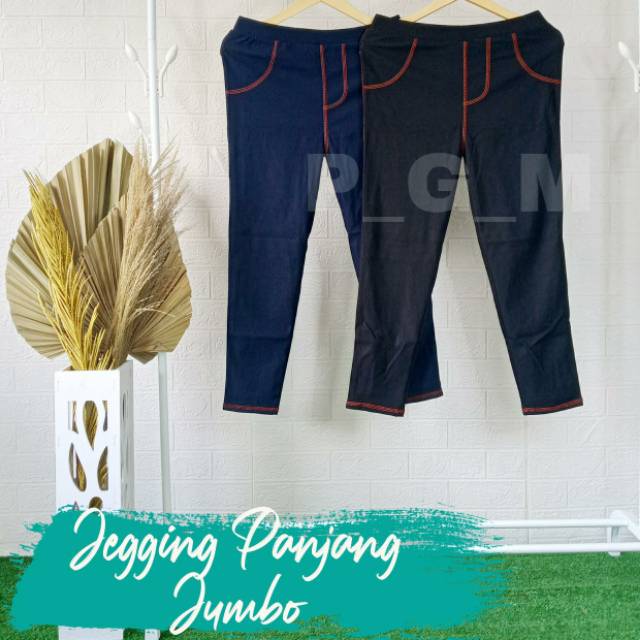 CELANA JEGGING JEANS JUMBO WANITA CELANA PANJANG BIG SIZE BISA COD//PGM