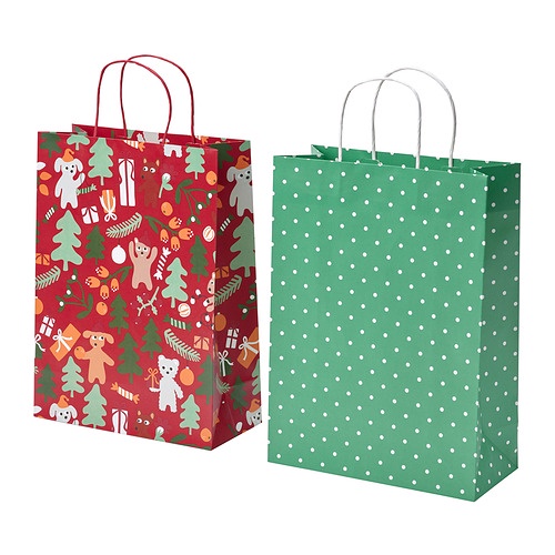 

VINTER 2021 Tas kado isi 2 pcs, pola hewan pola titik-titik merah, 26x35 cm