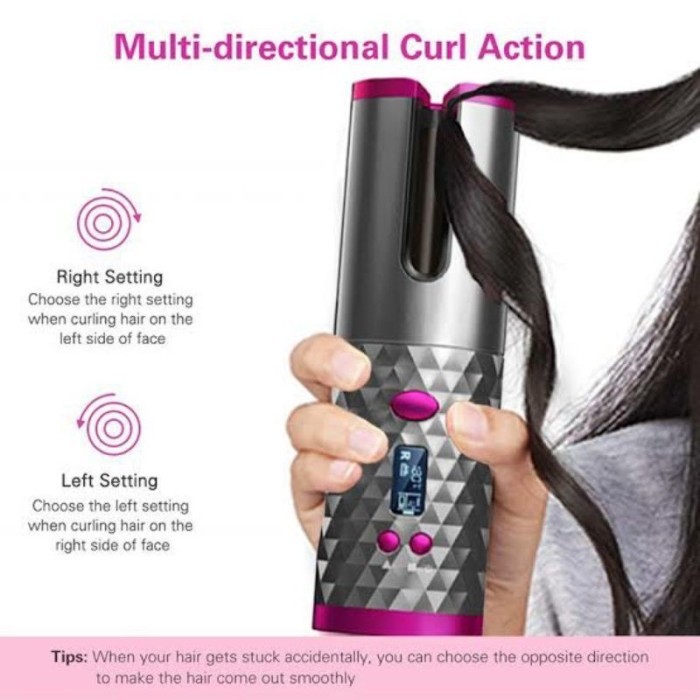 Wireless rechargeable auto hair curler curly / pengeriting otomatis