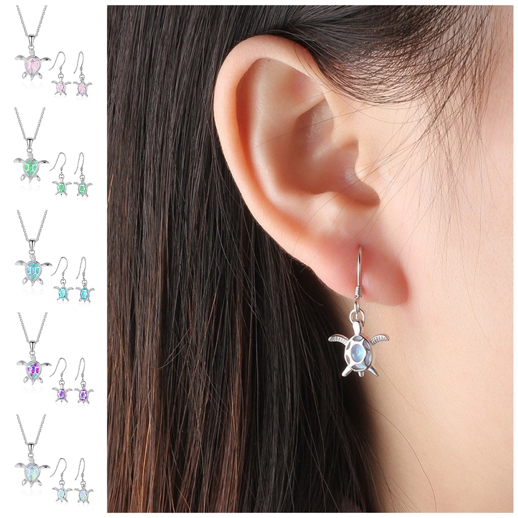 Hu Hu Hu Hu Hu Alat Bantu Pasang Kacamata♡ 3pcs / Set Anting Kalung Opal Shiny Portable Untuk Hadiah Wanita