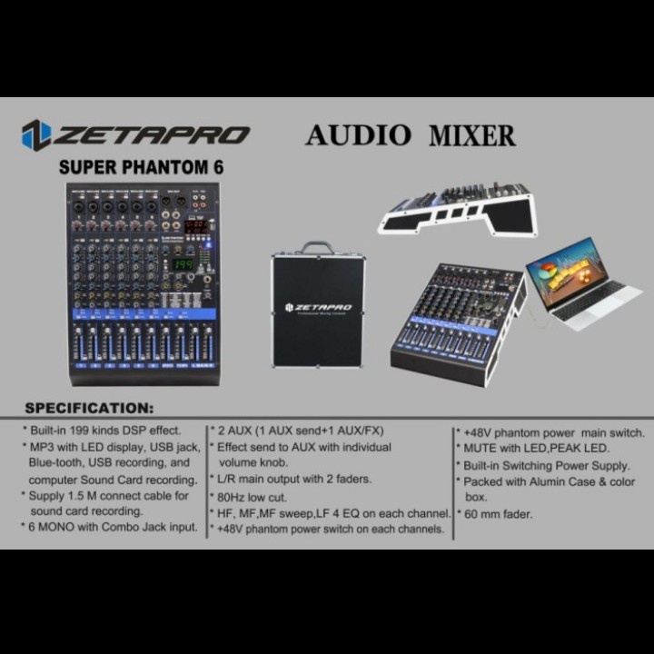 Mixer Audio ZETAPRO SUPER PHANTOM 6 Original (6 Channel) Free Koper