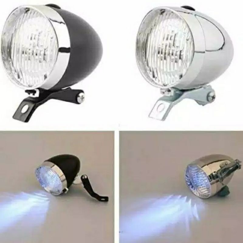 Lampu Sepeda Antik Lampu Led Sepeda Ontel/Hitam