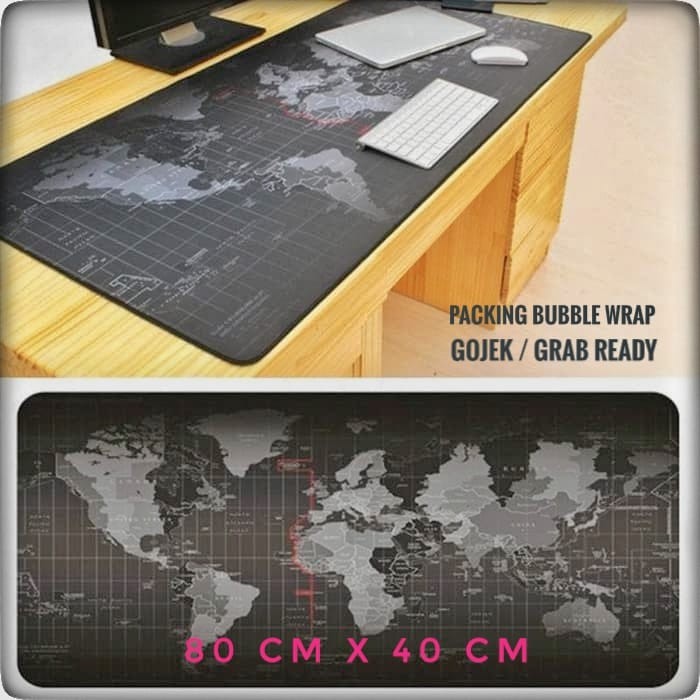 Gaming Mouse Pad Besar 400 x 800 mm Motif Peta Dunia