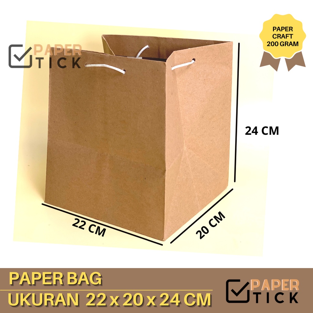 

22x20x24 cm Paper Bag Kraft / Kantong Kertas Polos / Kemasan Olshop / Kotak Kue (PB 003)