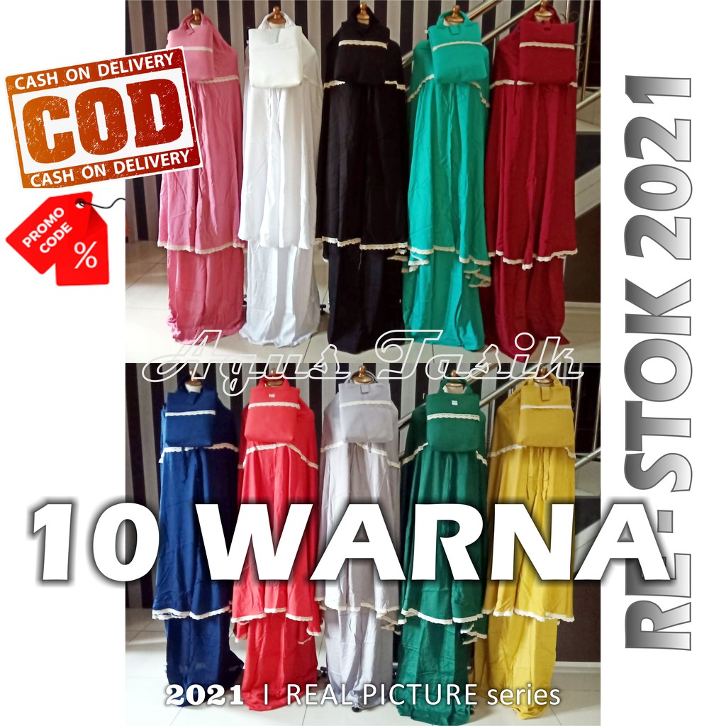 Mukena Rayon Polos Renda Rajut - Mukena Rayon Polos Dobel Renda - Mukena Rayon Polos PREMIUM