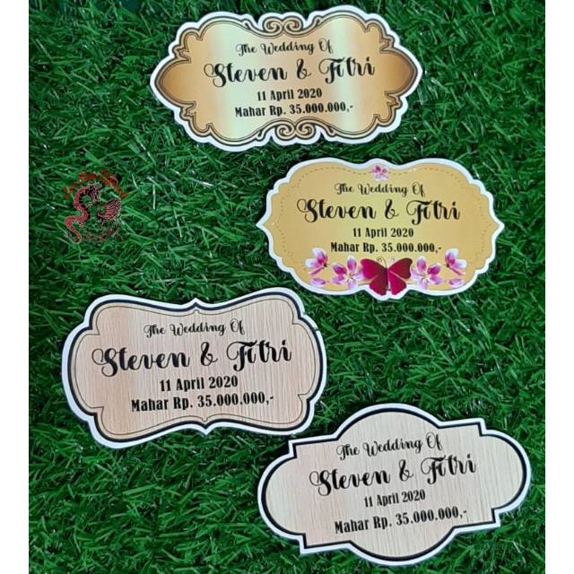 Ready custom nama dari kertas glossy high quality/frame nama mahar/nama pasangan untuk mahar