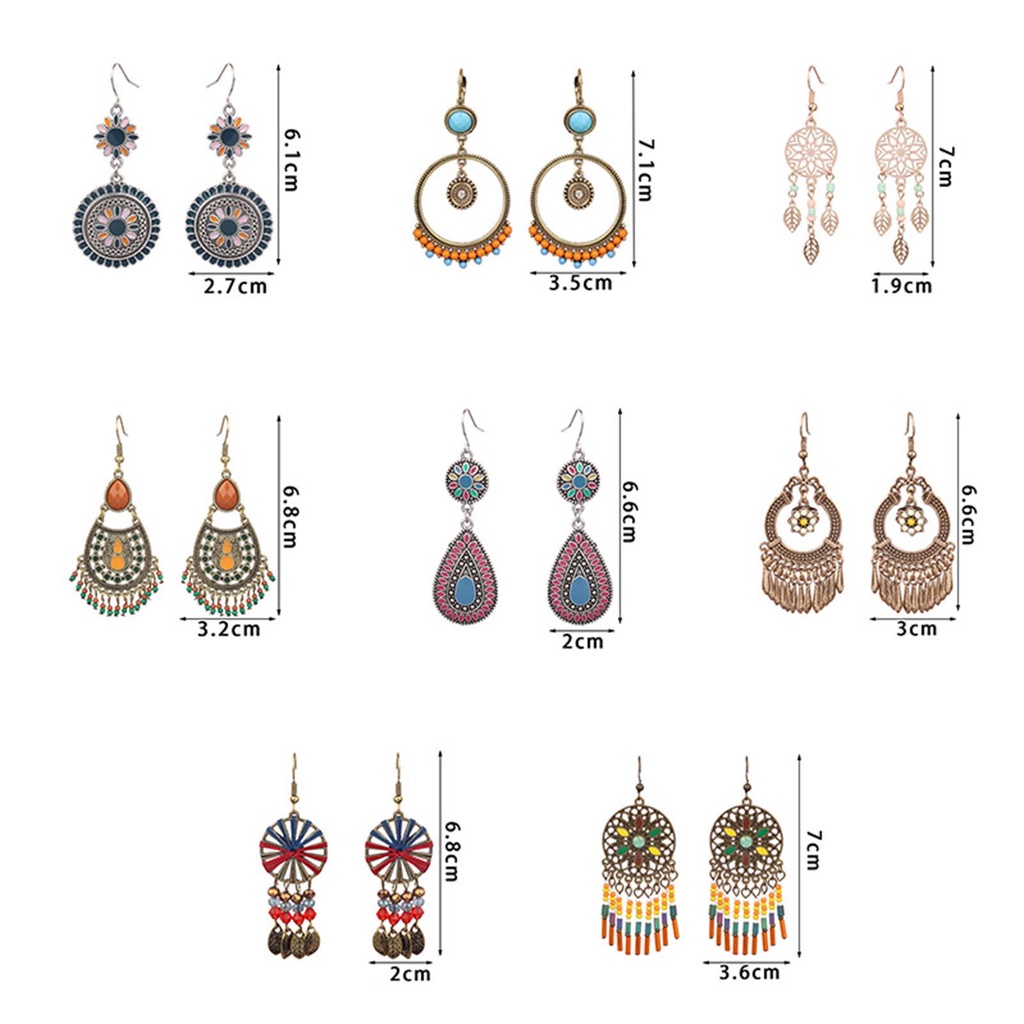 Hu Hu Hu Hu Hu Alat Bantu Pasang Kacamata♡ 1 Pasang Anting Kait Gantung Wanita Desain Hollow Hias Manikmanik Warna Warni Gaya Bohemianvintage Untuk Pesta