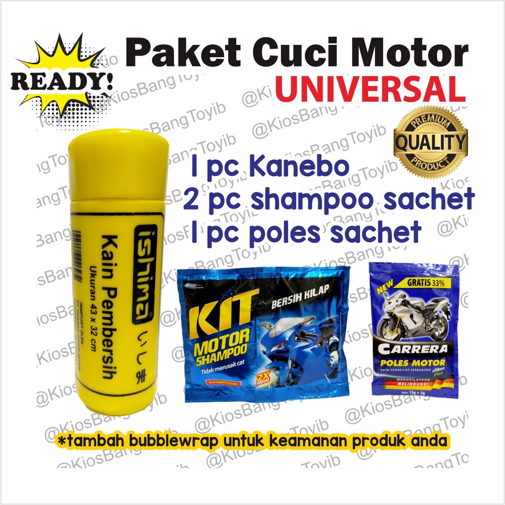 Paket Cuci Motor Bang Toyib - Kanebo Lap Chamois Shampoo Motor Poles Motor (1set)