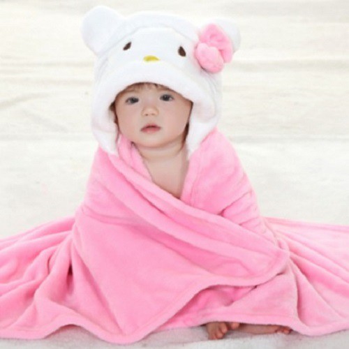 Selimut Cat Pink / Red / Polka Pink Karakter Double Fleece Selimut Bulu Bayi