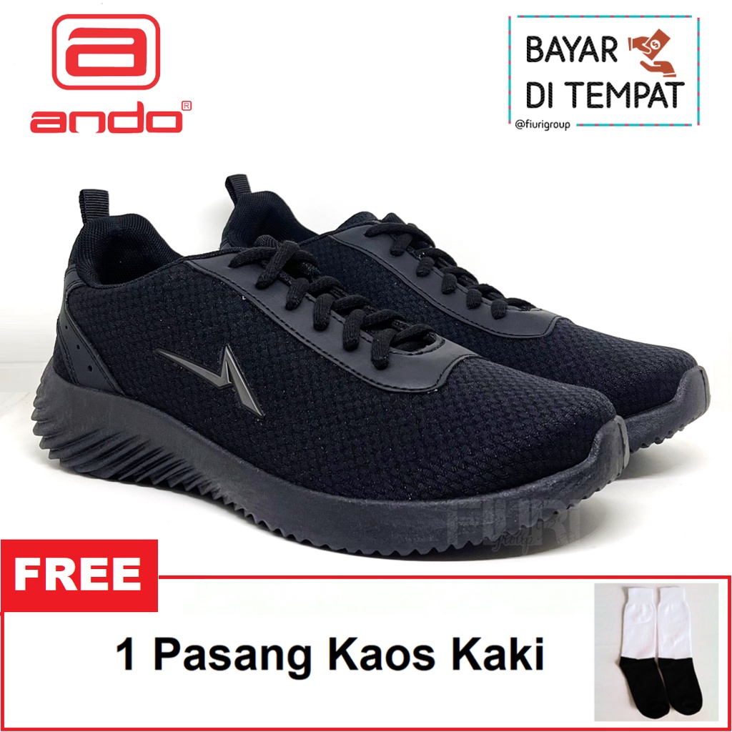 FIURI - ANDO ORIGINAL - CIELLO 39-43 FULL HITAM - SEPATU SNEAKERS SPORT KANVAS SOL KARET ANAK LAKI-LAKI - SEPATU KETS TRENDY PRIA DEWASA - SEPATU OLAHRAGA LARI FITNES SENAM KERJA KULIAH SEKOLAH SD SMP SMA BERTALI COWOK MURAH PROMO DISKON BONUS KAOS KAKI