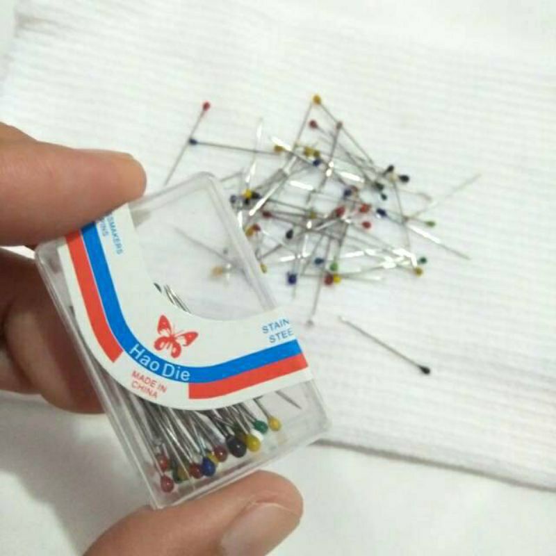 Jarum Pentul Stainless Jarum Pentol Peniti Hijab Headpins Aksesoris Isi 30-40pcs