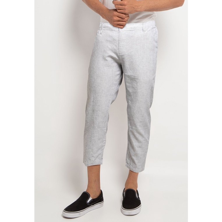 Giordano Low Rise Slim Tapered Linen - Celana Panjang Pria - Grey