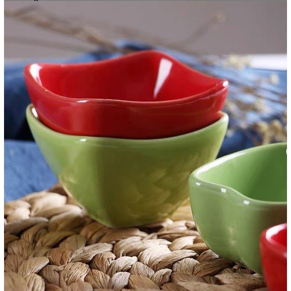 UNIK MANGKOK SAUS MINI KERAMIK WARNA MERAH/BOWL KERAMIK KECIL MERAH