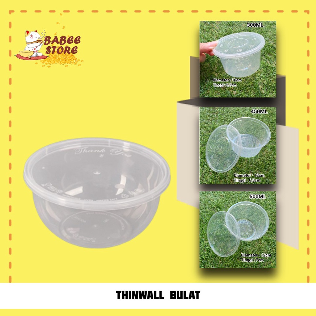 MANGKOK PLASTIK THINWALL (25 PCS) / CUP BOWL THINWALL FOOD GRADE / FOOD CONTAINER / THINWALL BOWL