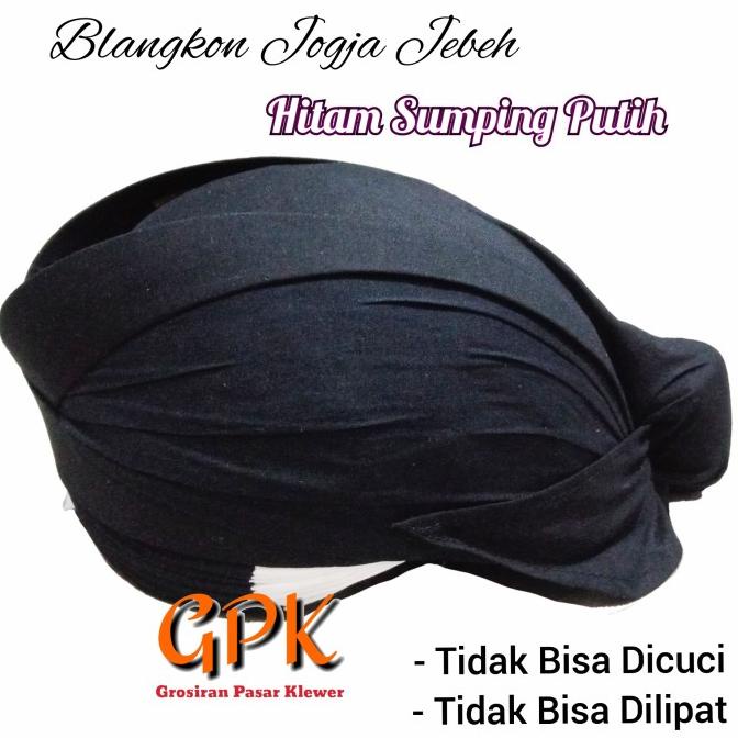 Blangkon Jogja Jebeh Polos Hitam Sumping Putih klew37 Segera Beli